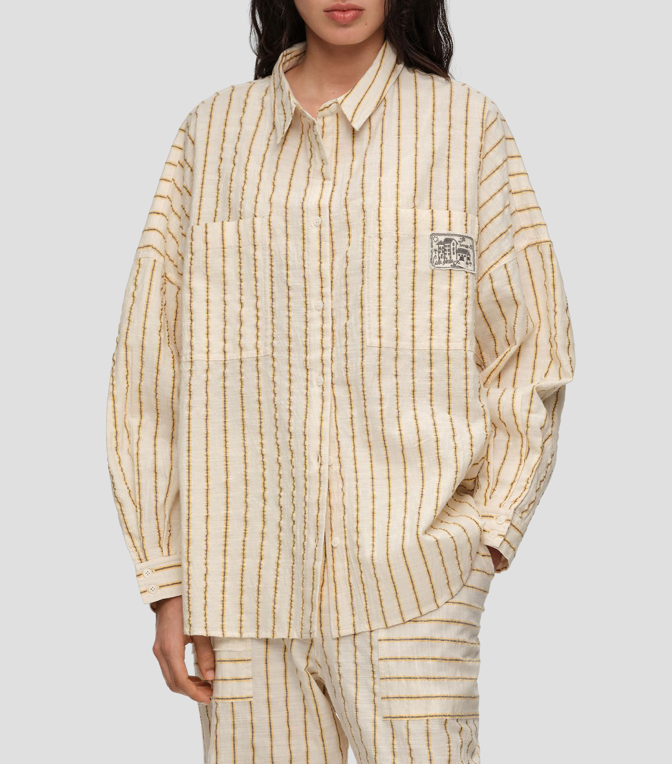 Camisa a rayas manga larga Mujer